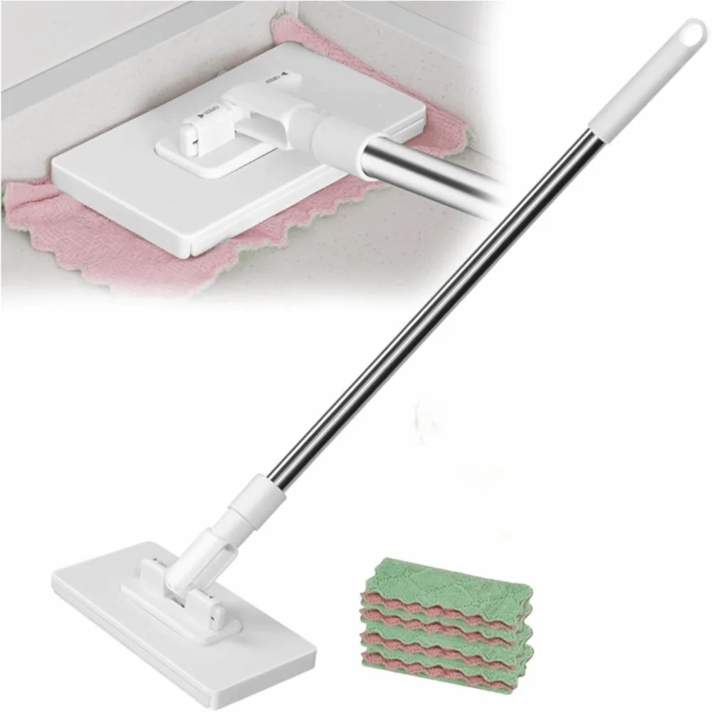 New with 3 Reusable Cloths Hands-free Mop 360° Rotating Head Clamping Dust Mops Towel Mop Floor Cleaning