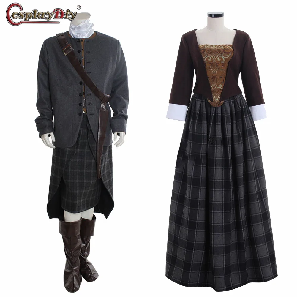 Cosplaydiy Outlander Claire Randall  Jamie Fraser Costume  Jenny Fraser Murray Dress Costume For Customer L320