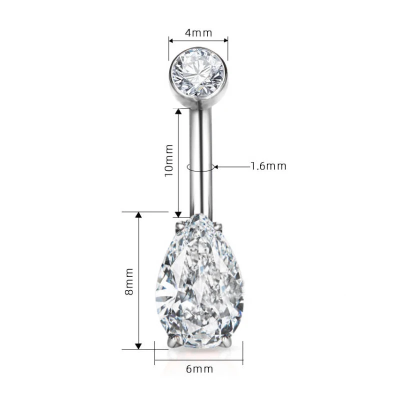 G23 Titanium Big Water Drop Navel Piercing Ombligo AAA Zircon Navel Ring Belly Button Rings Pircing Nombril Dance Party Jewelry