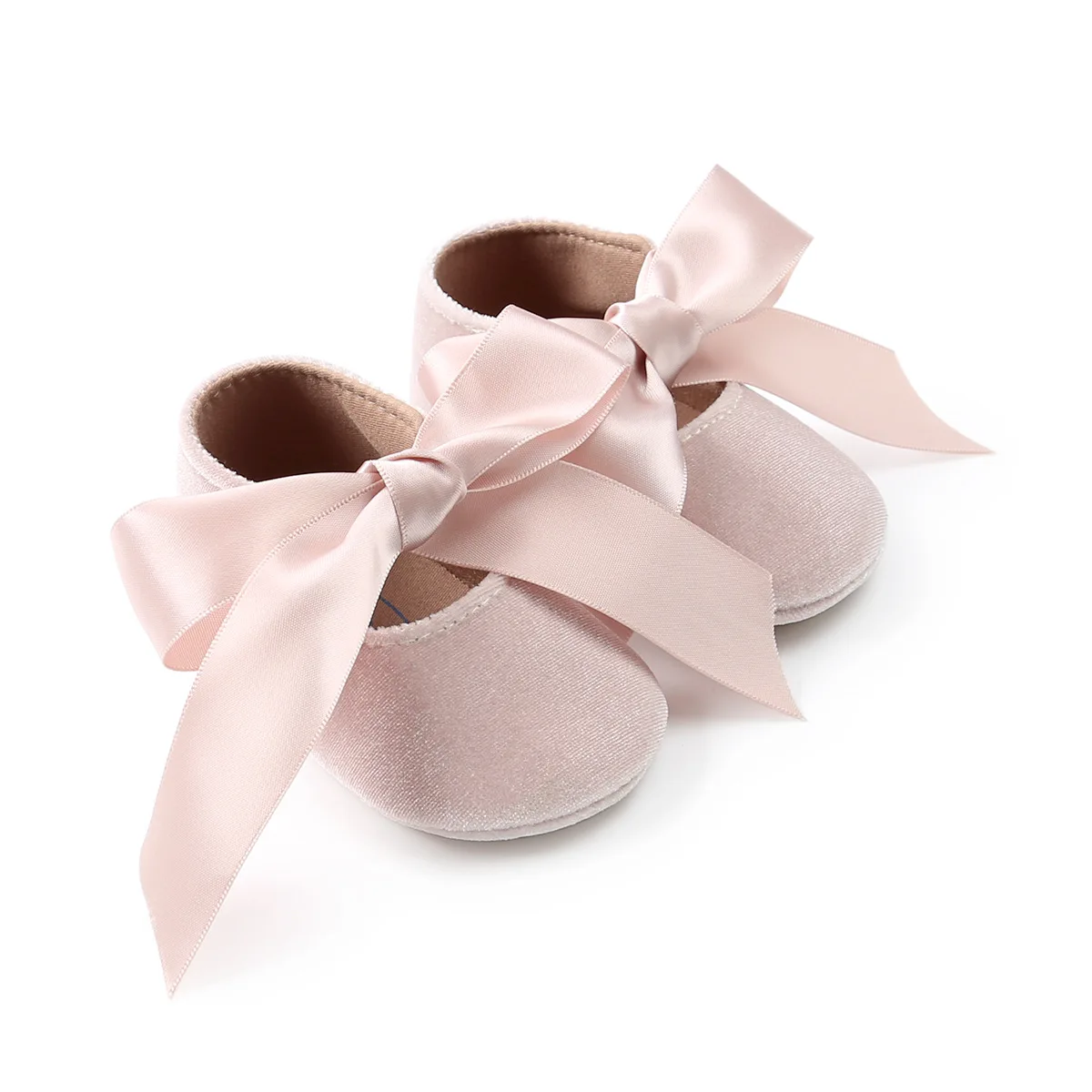 Meckior-zapatos de Ballet de princesa para niña, zapatillas antideslizantes planas de suela suave, cuna de goma de algodón con nudo de mariposa, primeros pasos infantiles