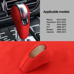 Car Gear Shift Knob Top Suede Wrap Interior Sticker Accessories Trim Cover  For Porsche Macan 95B Panamera 970 718 911