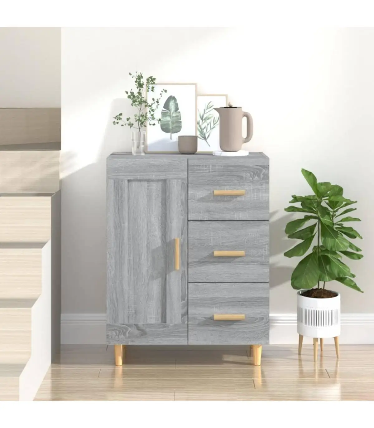 Sonoma 69,5x34x90 cm gray plywood sideboard