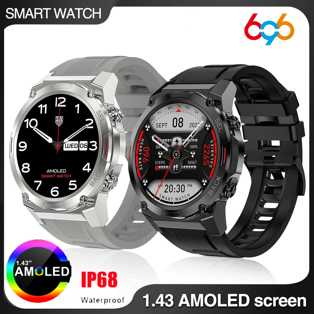 New 466*466 AMOLED HD Full Touch Screen Blue Tooth Call Smartwatch NFC 400mah Smart Watch Waterproof Sports Message Notification