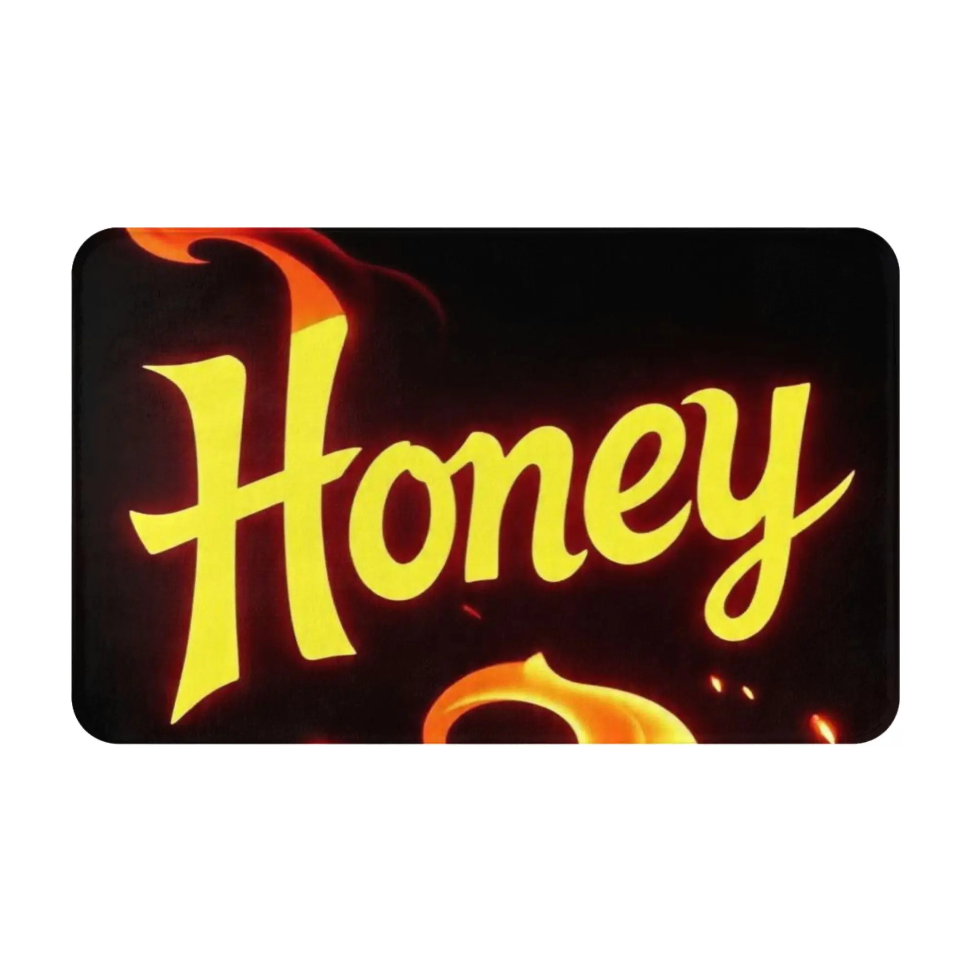 Honey Text Fire Flame Wallpaper Anti-Slip Doormat Bath Mat  Hallway Indoor Home Decorative