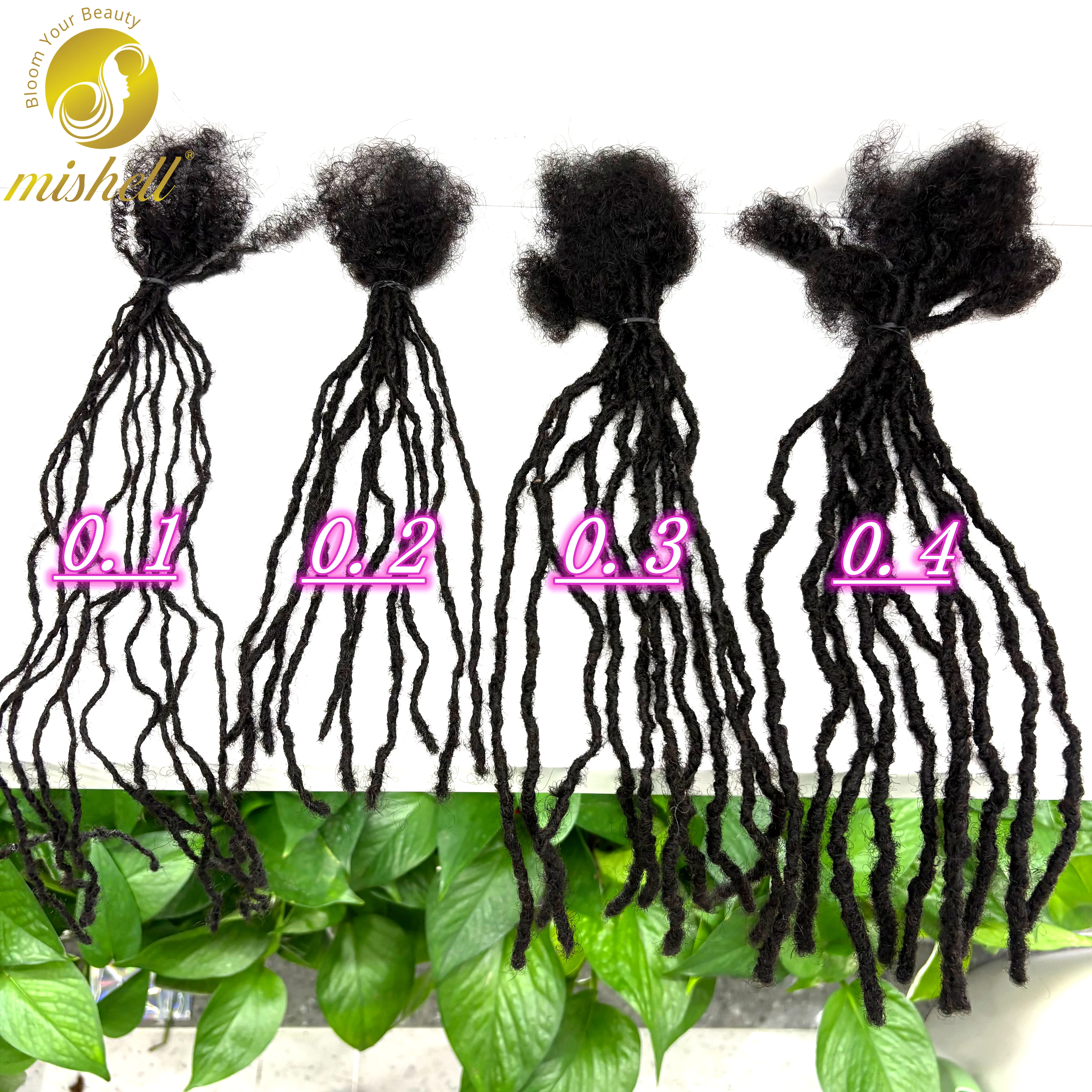 0.1/0.2/0.3/0.4cm 6-14Inch Natural Human Hair Inter Loc Extensions for Men/Women Full Handmade Permanent Dreadlock Extensions