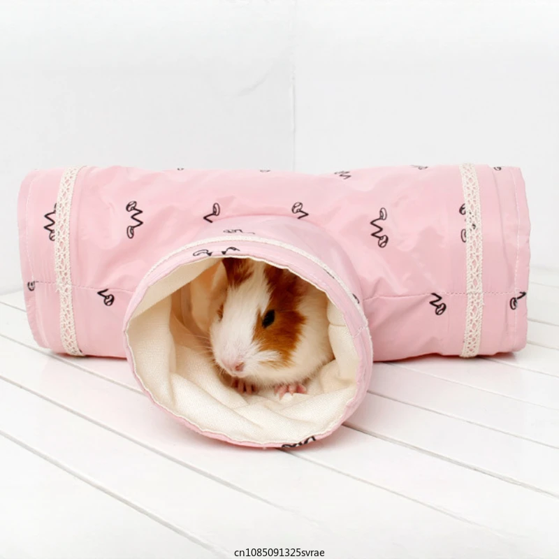 Guinea Pig Tunnel Tube Cute Hamster Toy Tubes Tunnels Spring Pet Cage House Single Channel Chinchillas Warm Toy Pet Accessories