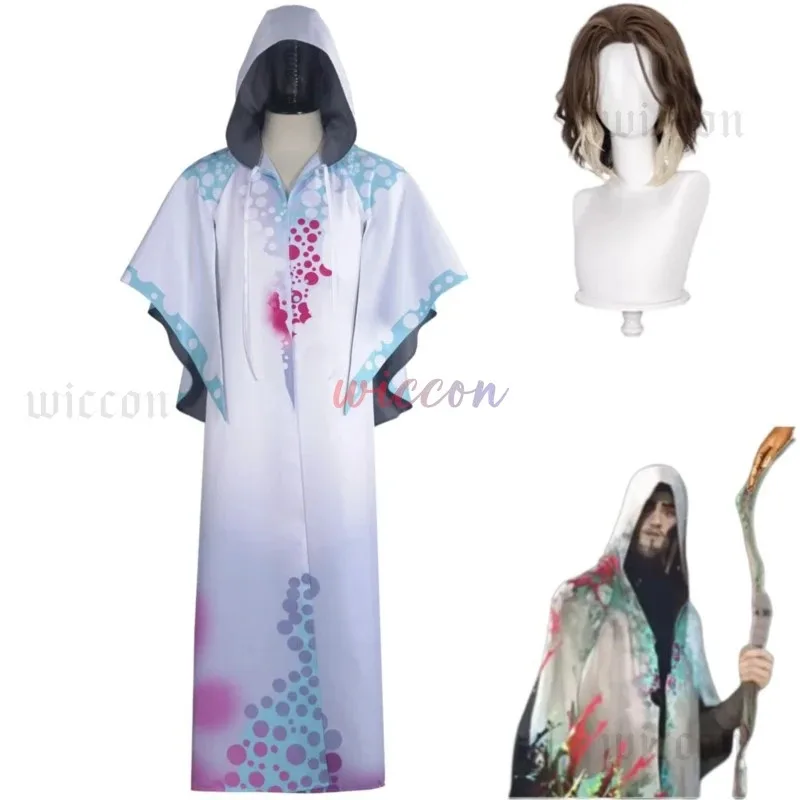 

Game LOL Arcane Season 2 Viktor Cosplay Costume Machine Herald Metal Fortune Cookie Wig White Hooded Robe Man Halloween Suits;2'