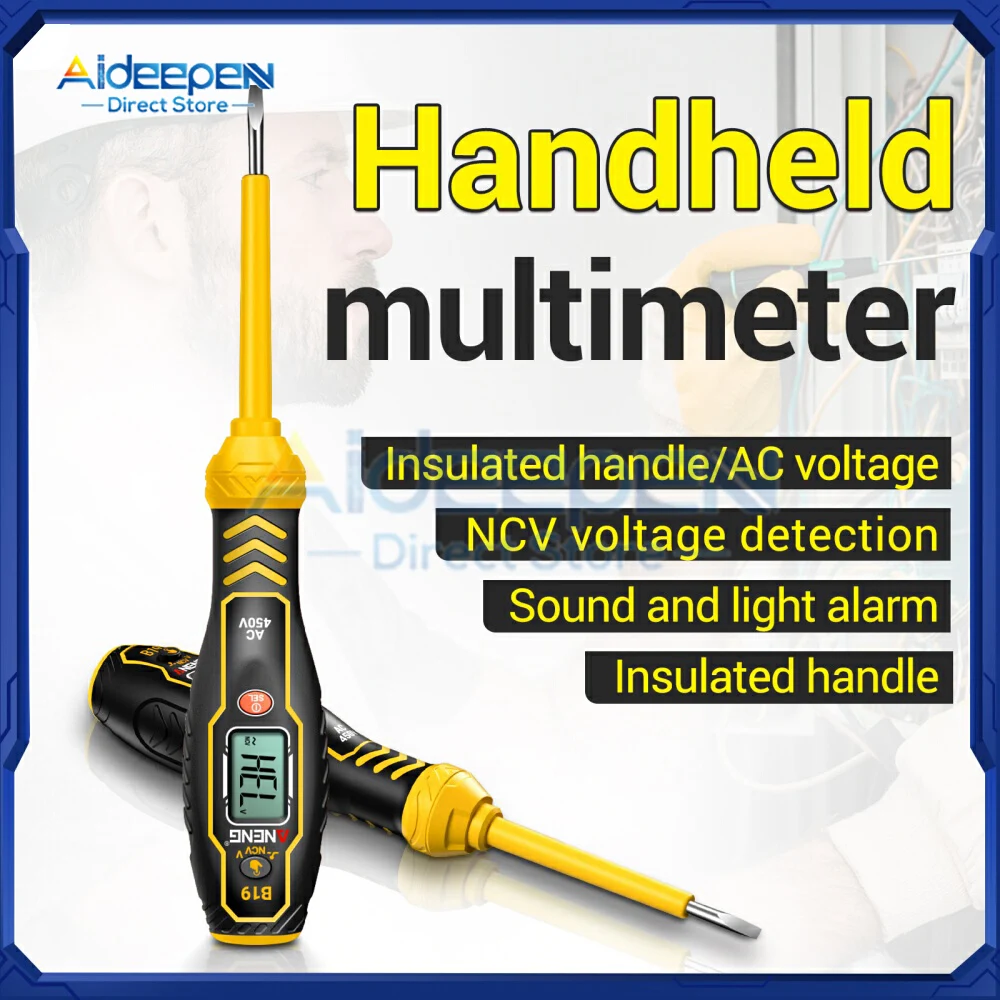 

B19 Slotted/Phillips Screwdriver LCD Digital Indicator Non-Contact Insulated Tester Electrician Pocket Detector Pen Tools