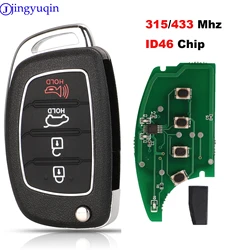 Jingyuqin 4B 315/433 MHz com chave remota de carro ID46 CHIP para Hyundai IX35 i20 chave de controle com lâmina