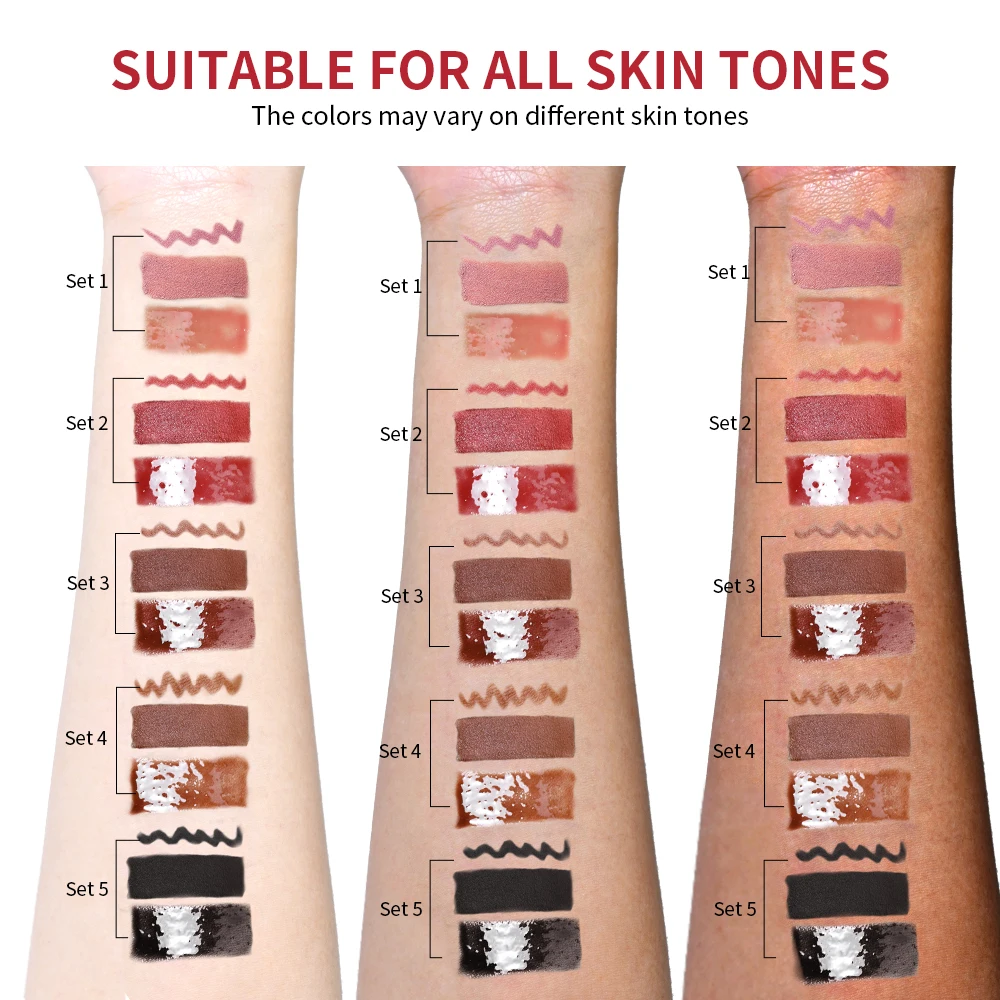 مجموعة ملمع شفاه وأحمر شفاه مقاومة للماء وتدوم طويلاً، مكياج شفاه غير لامع للسفر، مجموعة صغيرة من مستحضرات التجميل #6