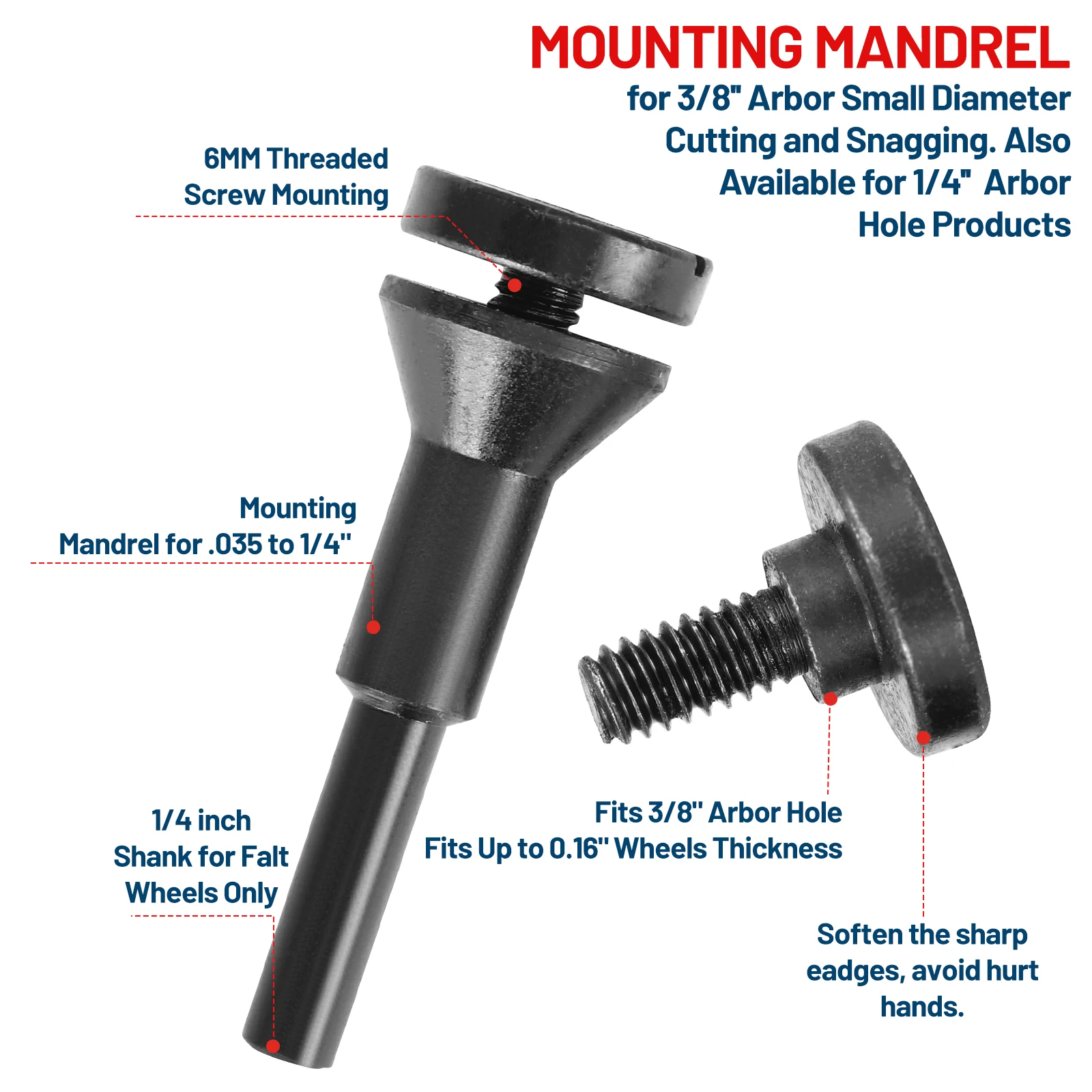 1pc Mounting Mandrel For Cut-Off Wheels Cutting Disc For Die Grinder Rotary Tool Suitable for 6mm10mm Hole Wool Wheel Saw Blade