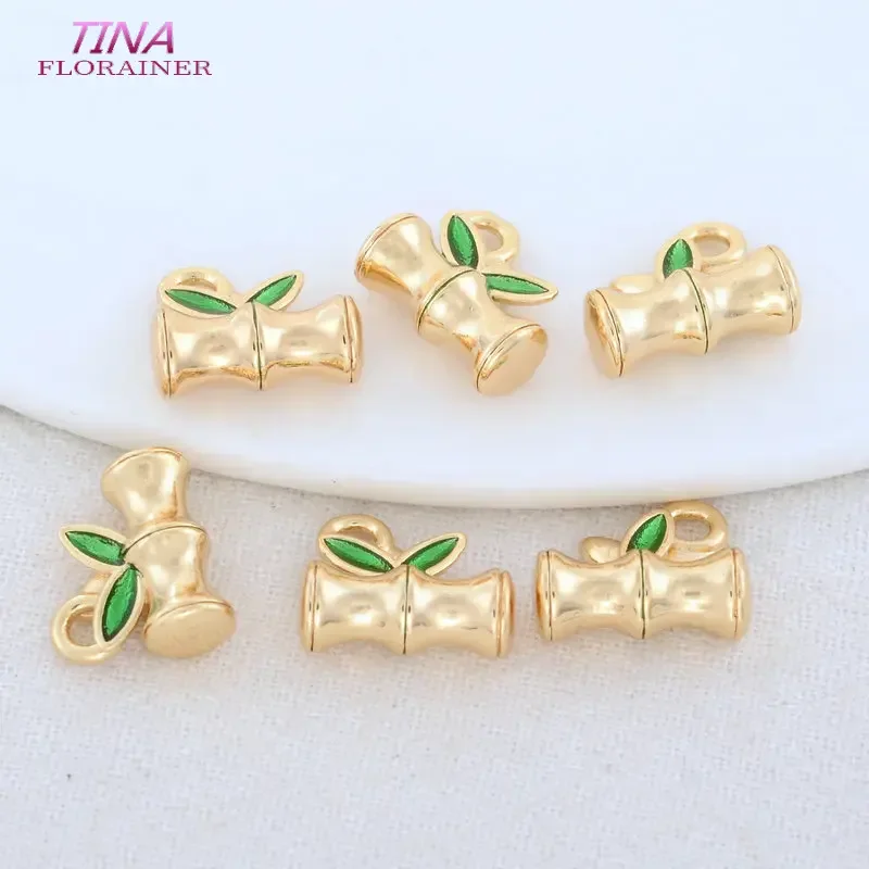 11*13MM 14K Gold Color Brass Bamboo Charms Pendants Jewelry Making Supplies Diy Findings Accessories