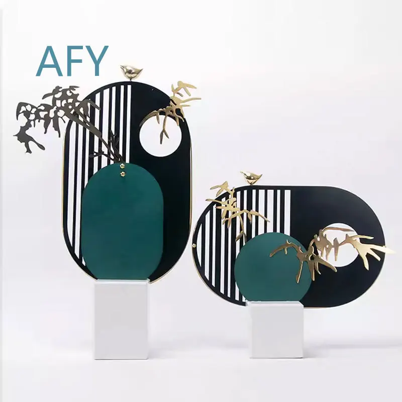 Modern Minimalist Alloy Decorative Figurine for Living Room Hotel Office Entrance Hall New Chinese Style Home Decoration