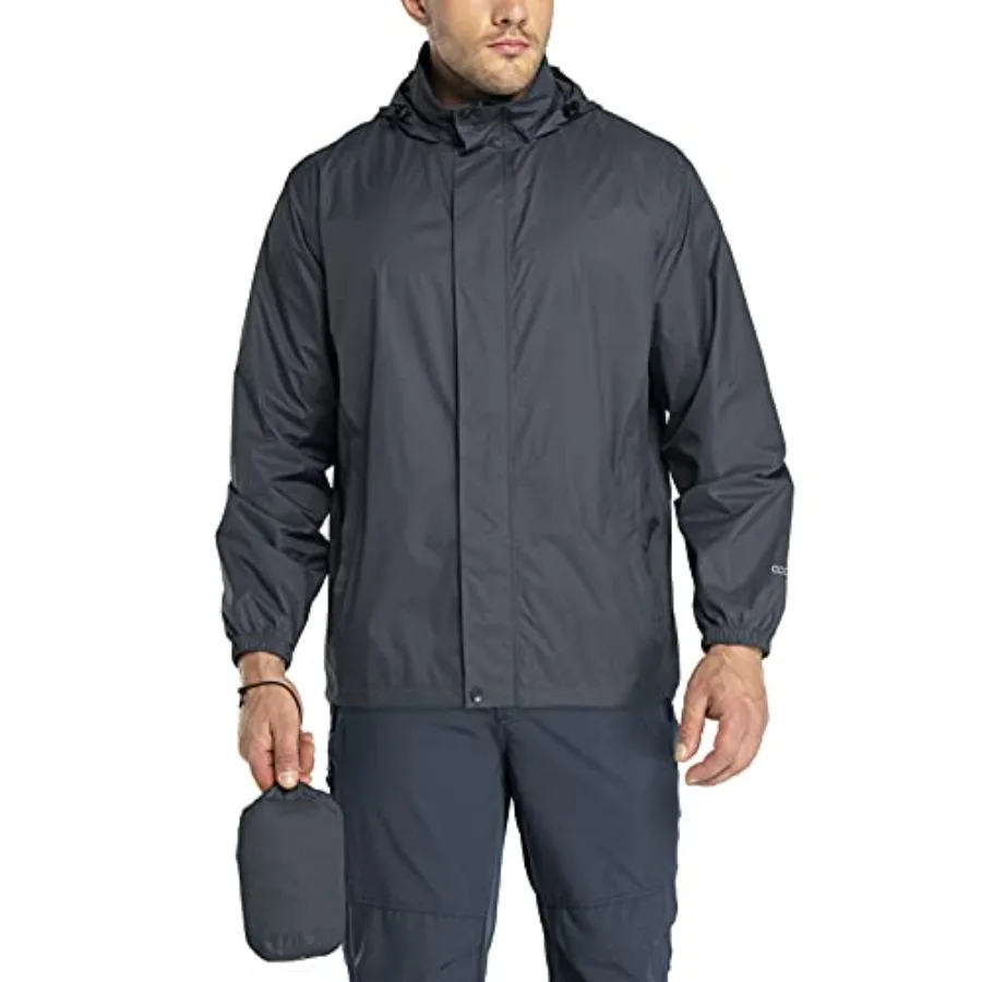 

33, 000Feet Packable Rain Jacket Men's Lightweight Waterproof Rain Shell Jacket Raincoat with Hood for Golf Cycling Windbreaker