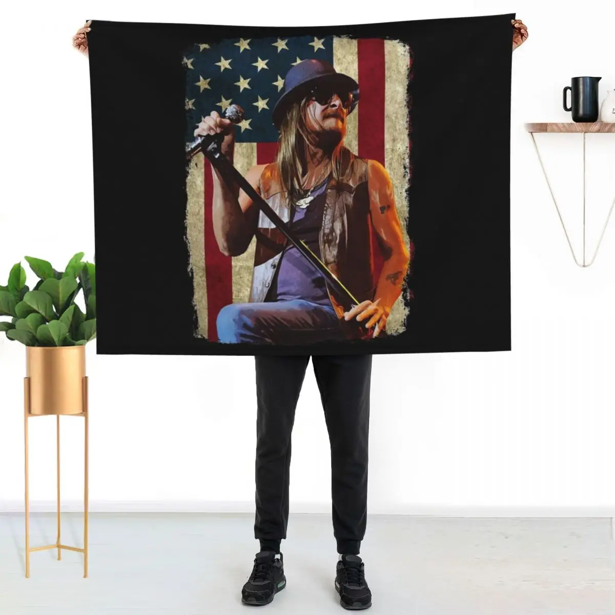 Vintage American Flag Kid Rock Legend Throw Blanket Softest Bed Hair heavy to sleep For Baby Blankets