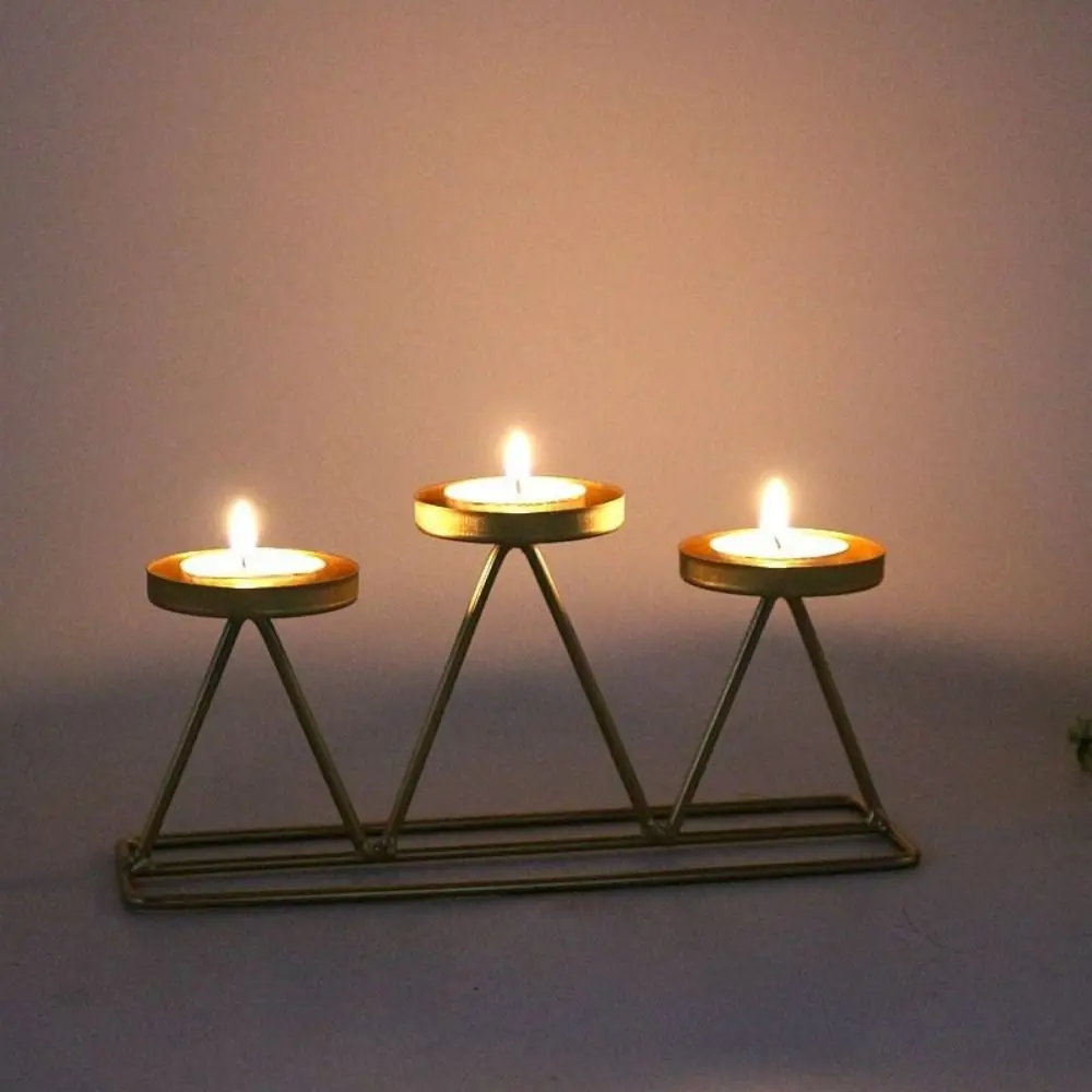 Heat-resistant Three-head Candlestick Stand Durable Rust-proof Nordic Candle Holder Unique Geometric Dining Candle Dinner Holder