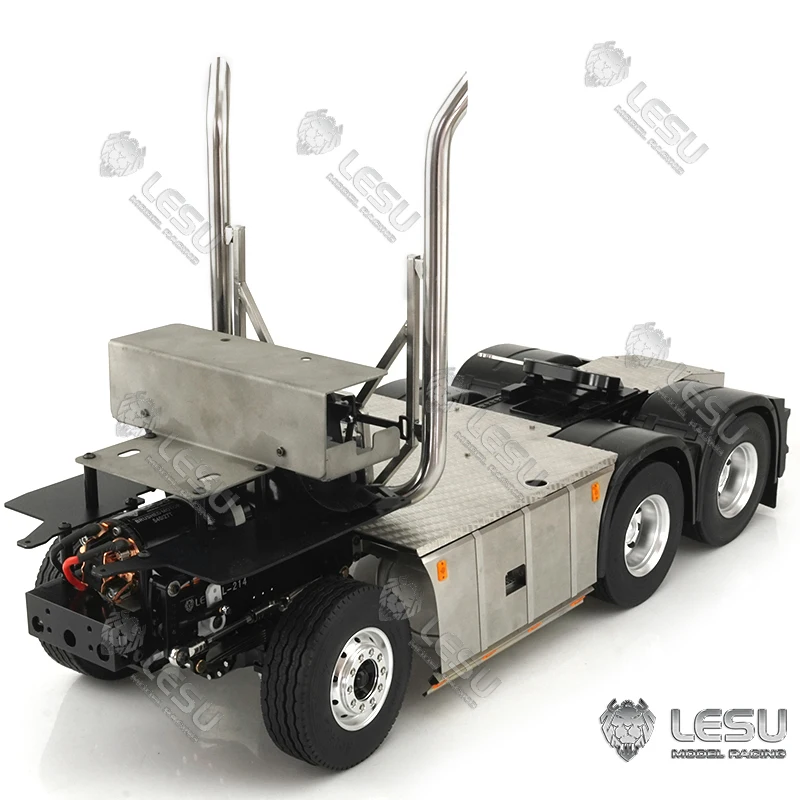 6X6 LESU RC Metal Chassis 1/14 Scale Model with Side Lights Motor Servo for Remote Control Tractor Truck Tamiyaya Toys TH16710