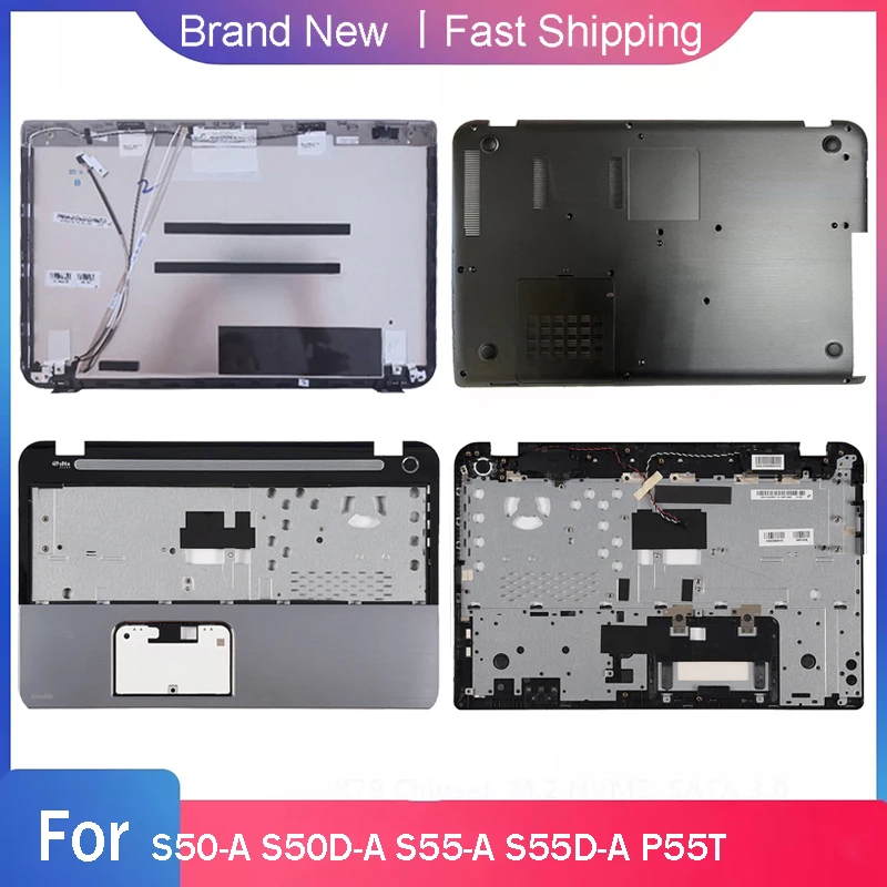 New Bottom Base Case For Toshiba S50-A S50D-A S55-A S55D-A P55T Laptop LCD Back Cover With Touch Palmrest Hinges Rear Lid Silver