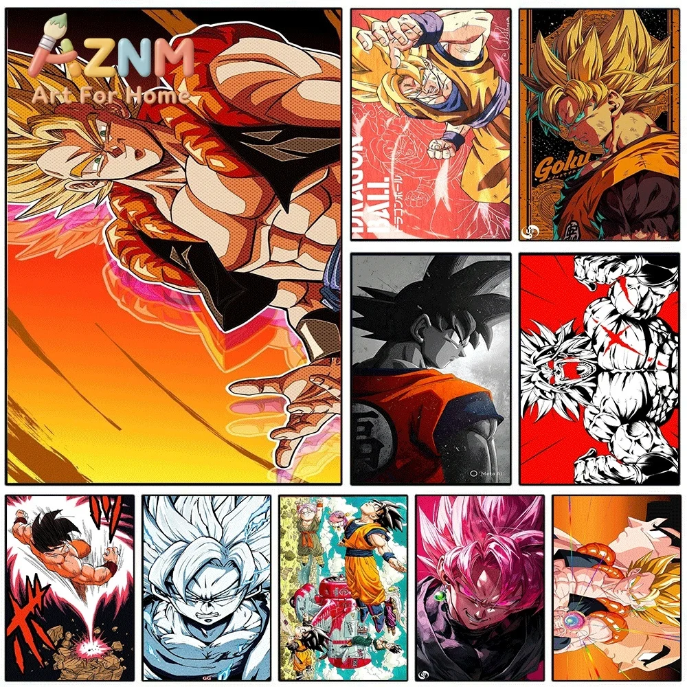 Dragon Ball Anime Canvas Wall Art No Frame Super Saiyan Goku Print Painting Home Living Room Bedroom Decor Art Poster Gift