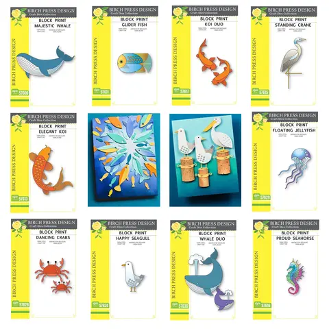 2025 Birch Press Design Fish Whale Jellyfish Crabs Seagull Seahorse Underwater World Cutting Dies Scrapbooking For Card Craft
