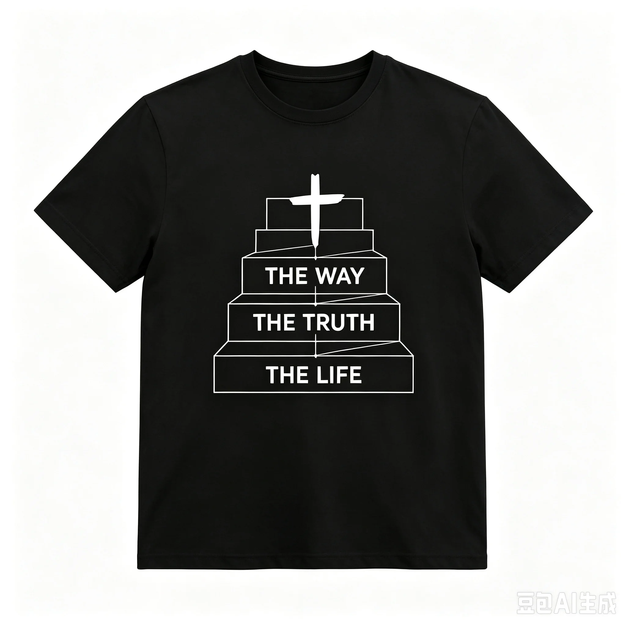 Men The Way The Truth The Life Cross Graphic T‑Shirt Christian Faith Print Crew Neck Short Sleeve Casual Tee