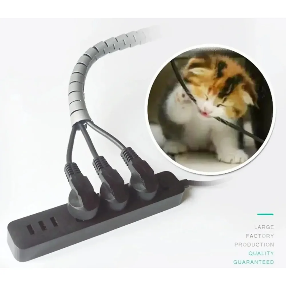 Cable Sleeve Pipe Management with Thread Guide Cable Organizer Coiled Tube Sleeve for Computer TV Spiral Tube Cable Winder Wire - view 2