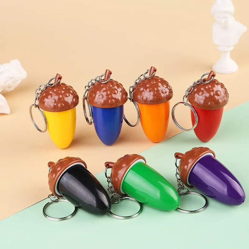 Creative Candy Color Pine Cone Shape Retractable Ballpoint Pen 0.5mm Pendant Keychain Blue Signature Pen Aesthetic Stationery