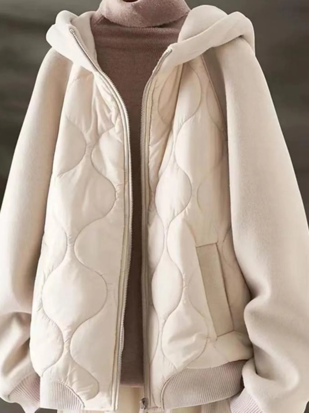 

Warm Thiened Hooded Cotton Jaet Loose Slimming Winter Outerwear for Women plus Size Retro Sle Long Sve Zipper Cardigan