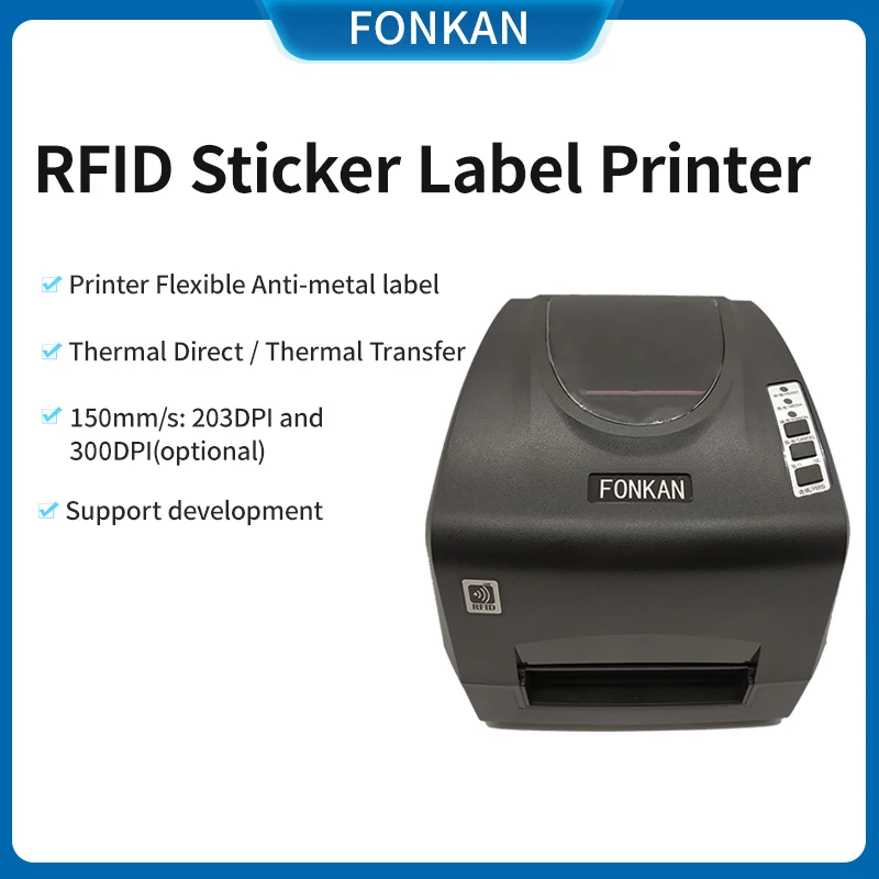 

UHF RFID Label Printer Writer Barcode Label USB Desktop Printer ISO18000-6C UHF RFID Passive Sticker Label Printer