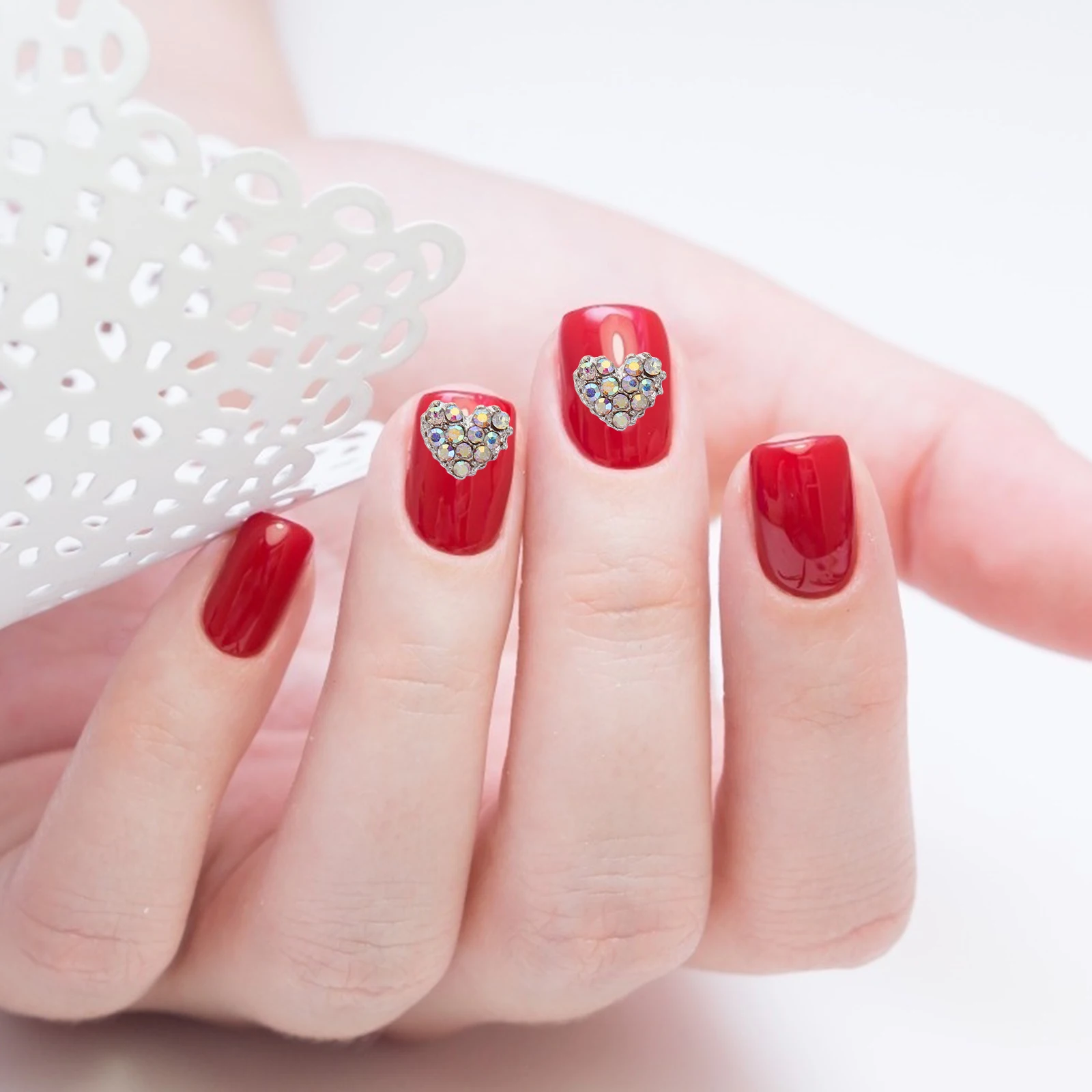 

20 Pcs Nail Art Ornaments Decorations Nails Rhinestones Heart Charms Colorful Decals