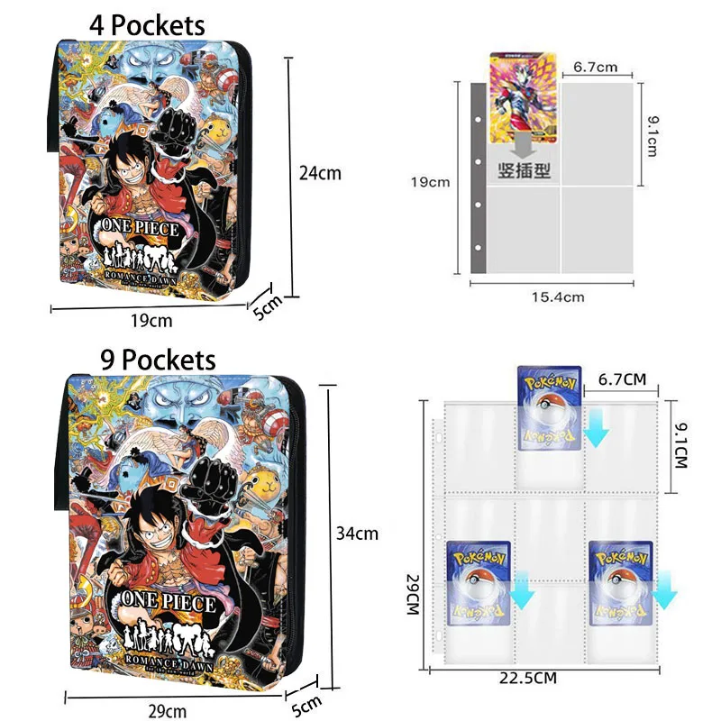 One Piece Cards Binder Holder 400Pcs/900Pcs Zipper Double Side Pocket Anime Game Trading Card Album Collectors Book Folder