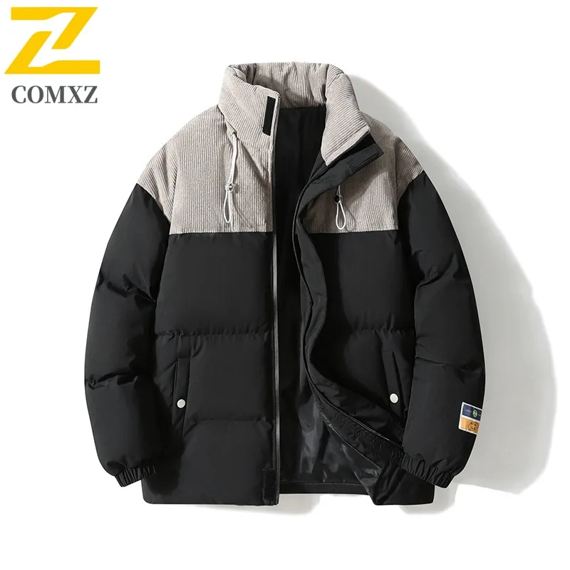 

Men Outdoor Leisure Jacket Winter Korean Style Cotton Padded Coat Stand Collar Waterproof Windproof Thermal Outerwear Streetwear