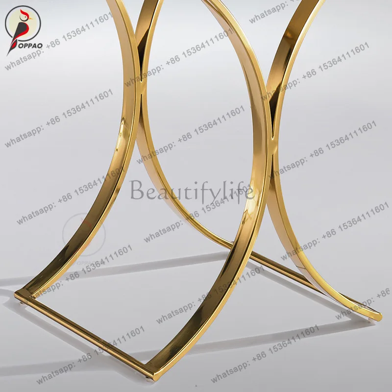 LS light luxury rock slab side sofa side cabinet stainless steel storage corner cabinet leisure