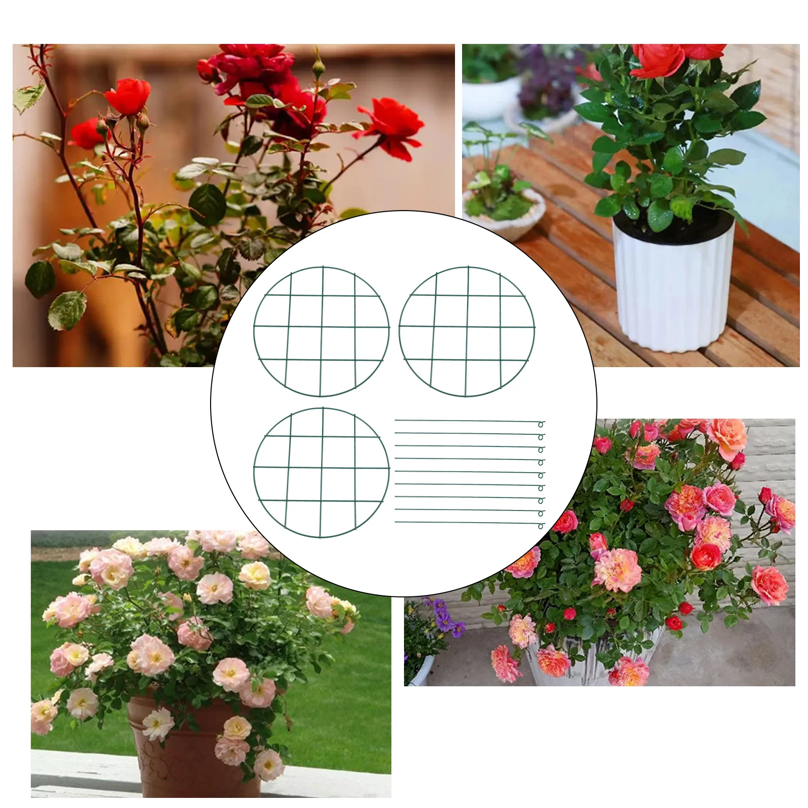 3 Pack Metal Plant Support Cages for Climbing Plants in For Garden Structure for Peonies Roses Tomatoes and More