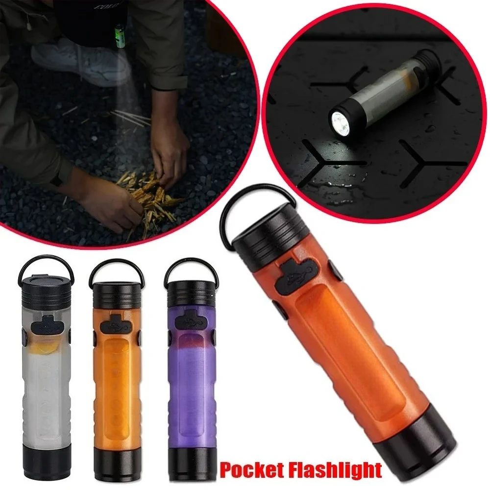 EDC Pocket Mini Flashlight Outdoor LED Key Clip Cap 5050 Torch Long Endurance USB Rechargeable Emergency Hiking Camping Trail