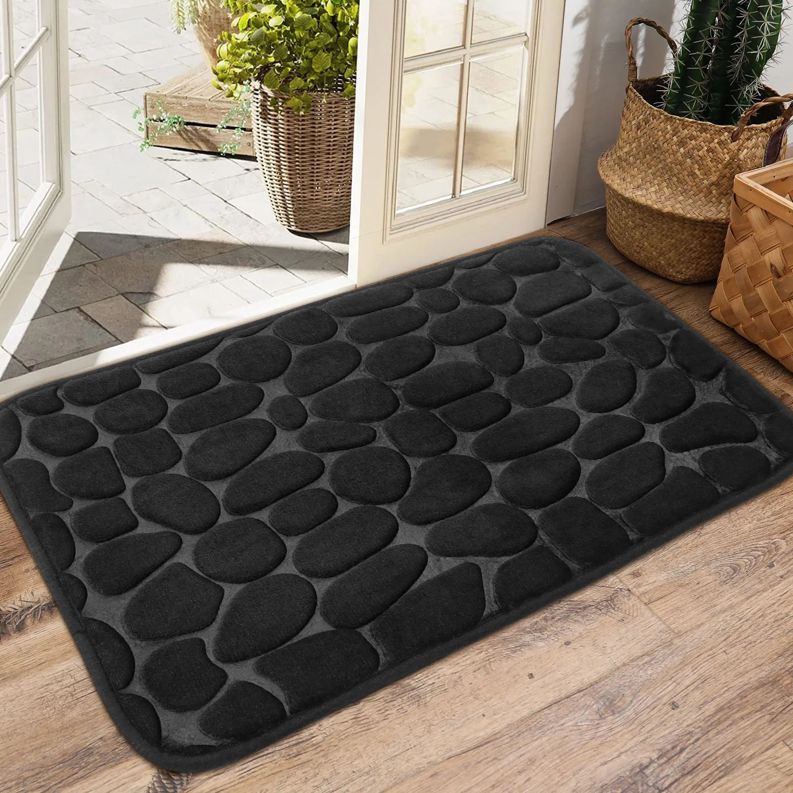 Large Bathroom Mat Soft Absorbent Pebble Foot Mat Anti Slip Bath Mat Bedroom Balcony Carpet Entrance Floor Mat Long Kitchen Mat