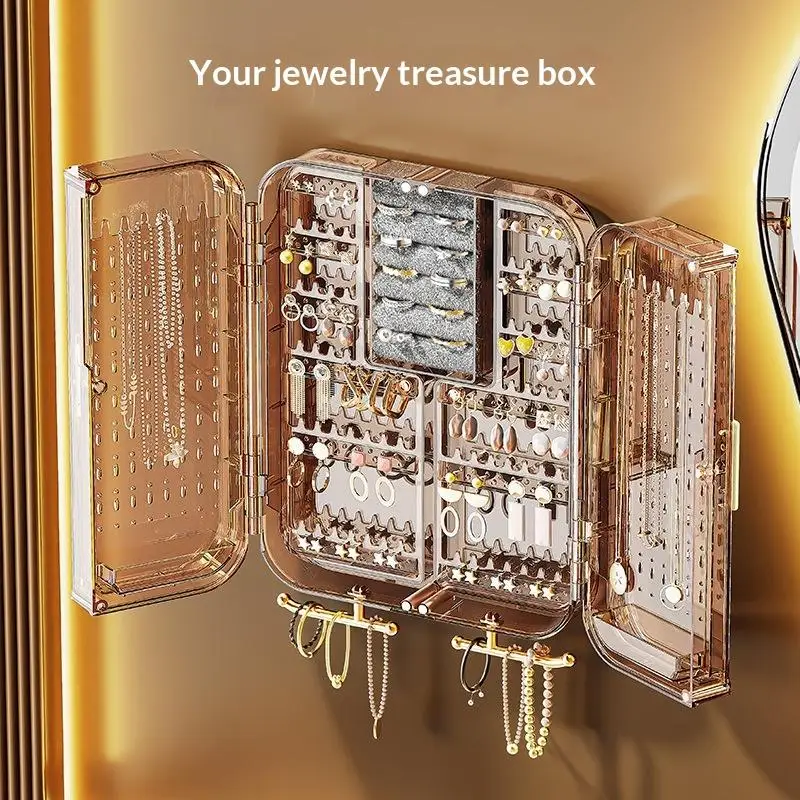Wandmontierte Schmuckaufbewahrungsbox mit großem Fassungsvermögen, Ohrring- und Halsketten-Präsentationsständer, eleganter, verzierter Schmuckhalter im nordischen Stil – Detail 3