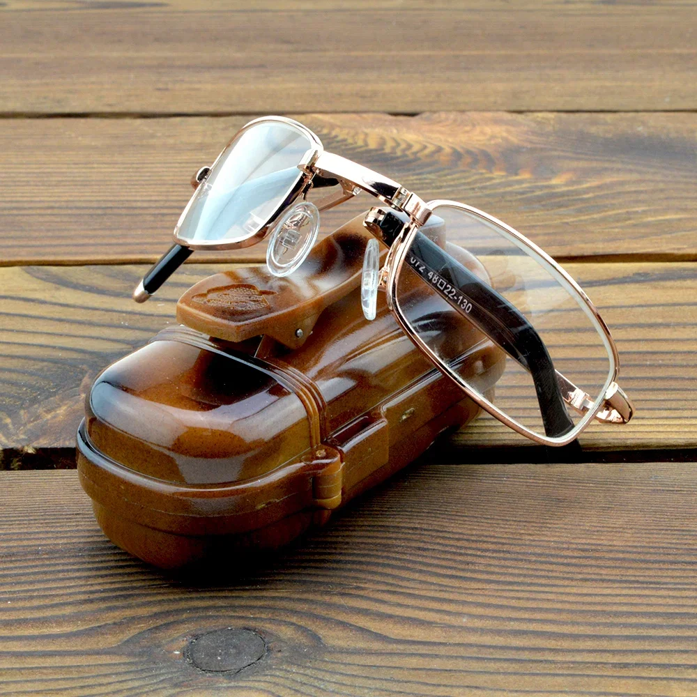 Crystal Lens Folding Foldable Reading Glasses Men Women Includes Amber Portable Glasses Case +0.75 +1 +1.5 +2 +2.5 +3 +3.5 +4
