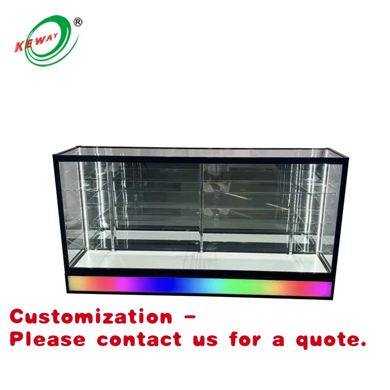 

Customize.Toughened Glass Display Cabinet with Custom Flowing Led Lights Smoke Shop