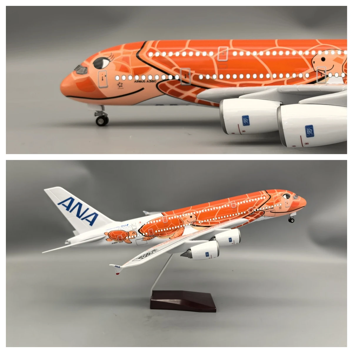 

НОВАЯ 47 см Airbus a380 оранжевая черепаха модель самолета Япония Air ANA Airbus A380 модель самолета для дисплеев сувенирные подарки