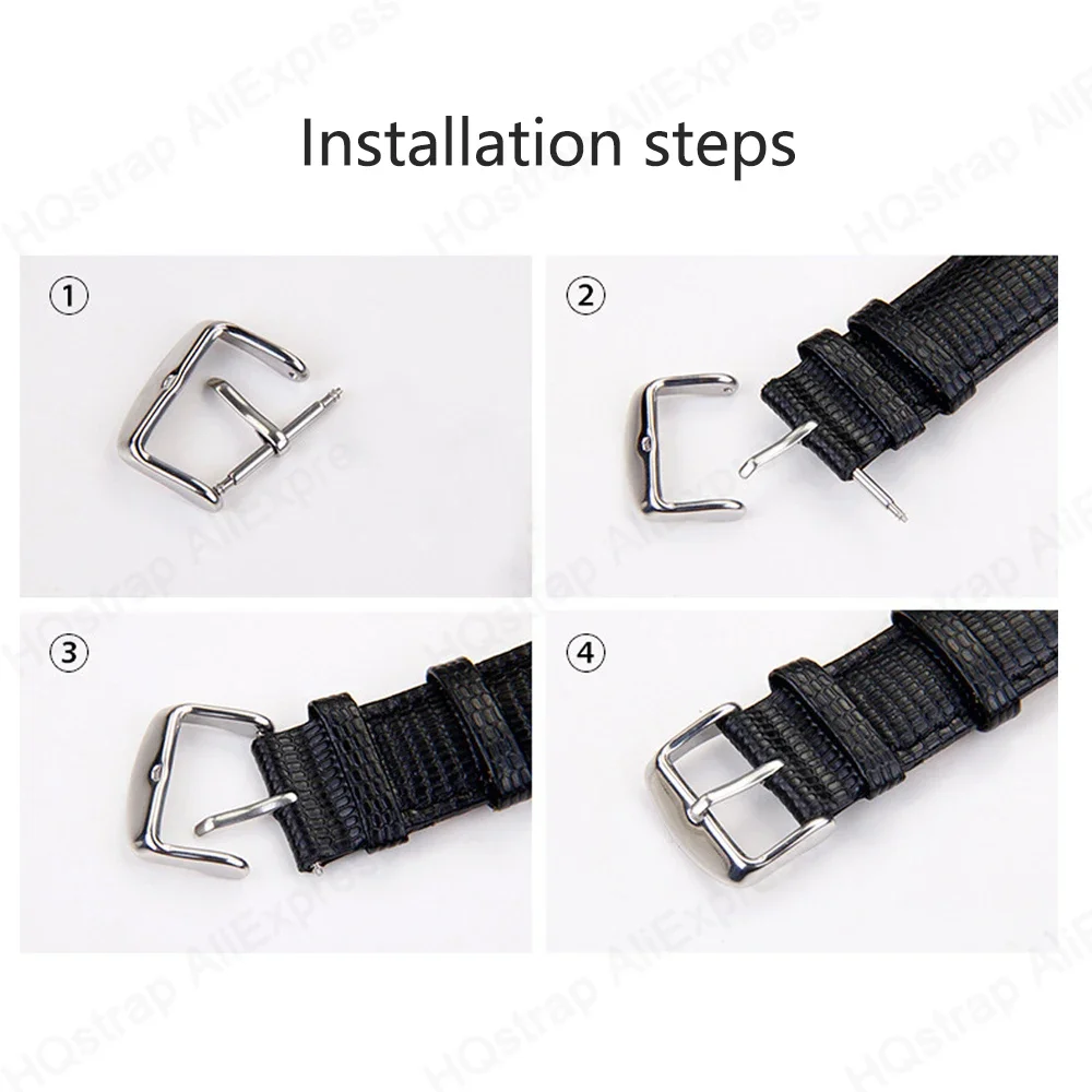 Stainless Steel Buckle 20mm 22mm Watch Band Clasp Metal Button Leather Silicone Strap Buckles Accessories Polished Black Silver