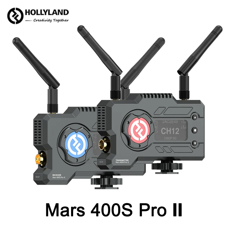 Hollyland Mars 400S Pro II pemancar Video nirkabel, sistem transmisi Video jangkauan 0.07s latensi 450ft