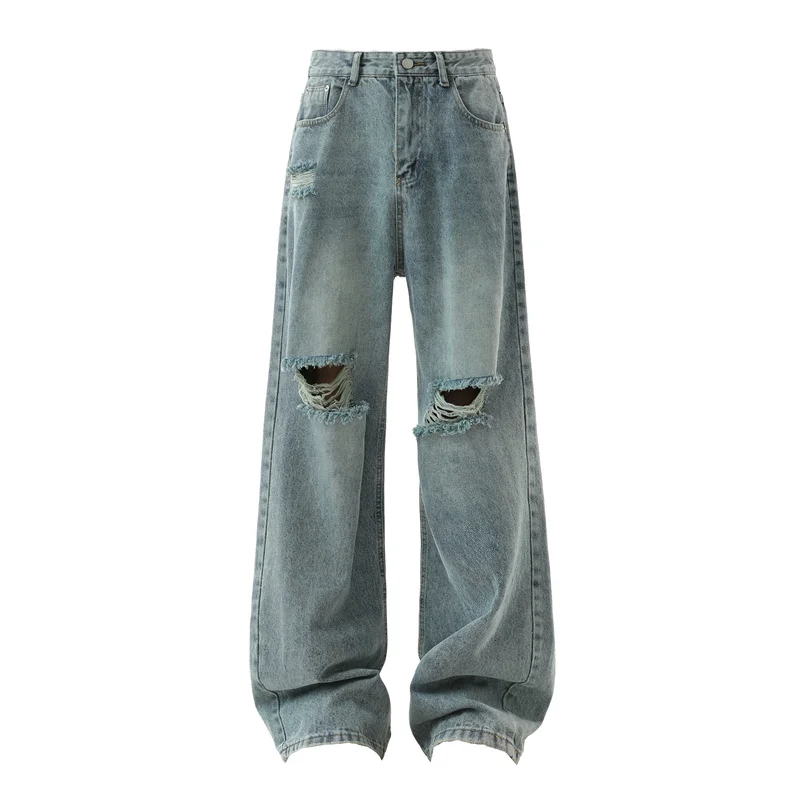 Ripped Jeans Men 2025 Autumn New Baggy Distressed Denim Pants Loose Drop Street Style Fall Fashion High Quality