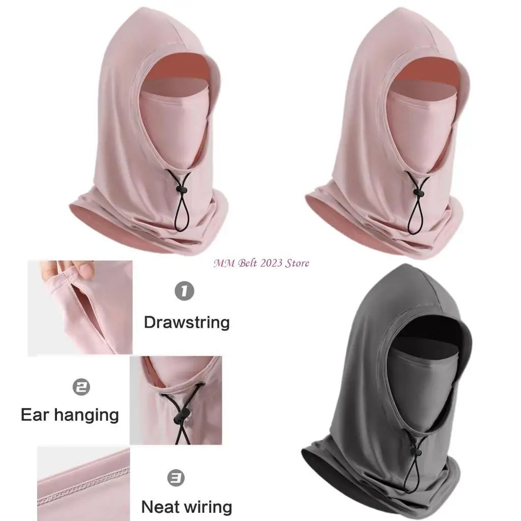 

49ME Охлаждающий головной убор для защиты от солнца из ледяного шелка для мужчин с полным покрытием лица и шеи, идеально для