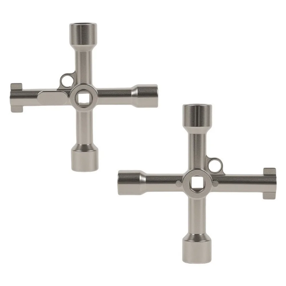 4 Way Design Cross Triangle Wrench Key Square Round Holes Silver Color Multi Function Wrench Key Triangular Key Shape