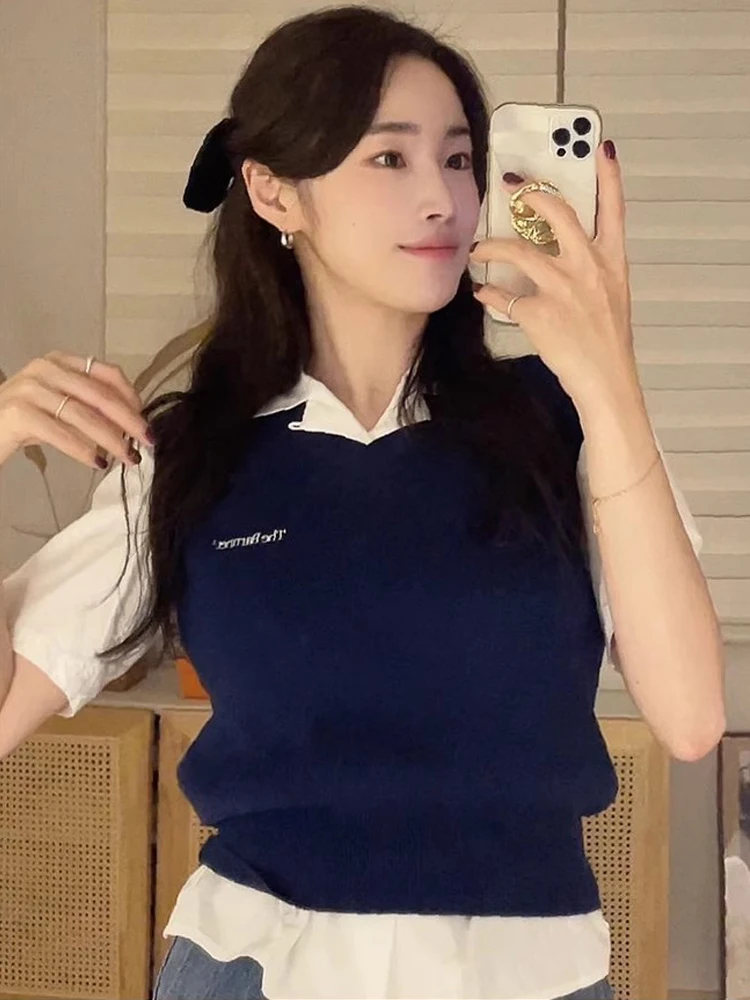 

Early Autumn New Sle Ba Na Women's Pullover Vest Svel V-Ne Knitted Sweater Commuter Sle Korean Faion Pure Color