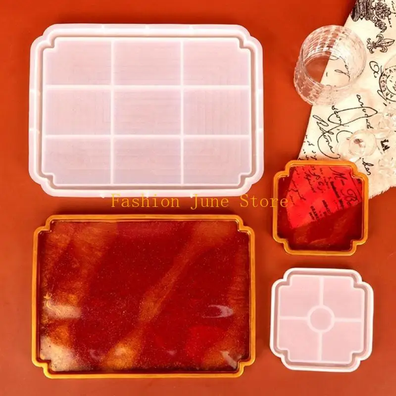 

Chinese Style Coaster Mold Resin Silicone Molds Diy Crystal Gemeotric Storage Tray Mold for Making Fruit Storage Plate