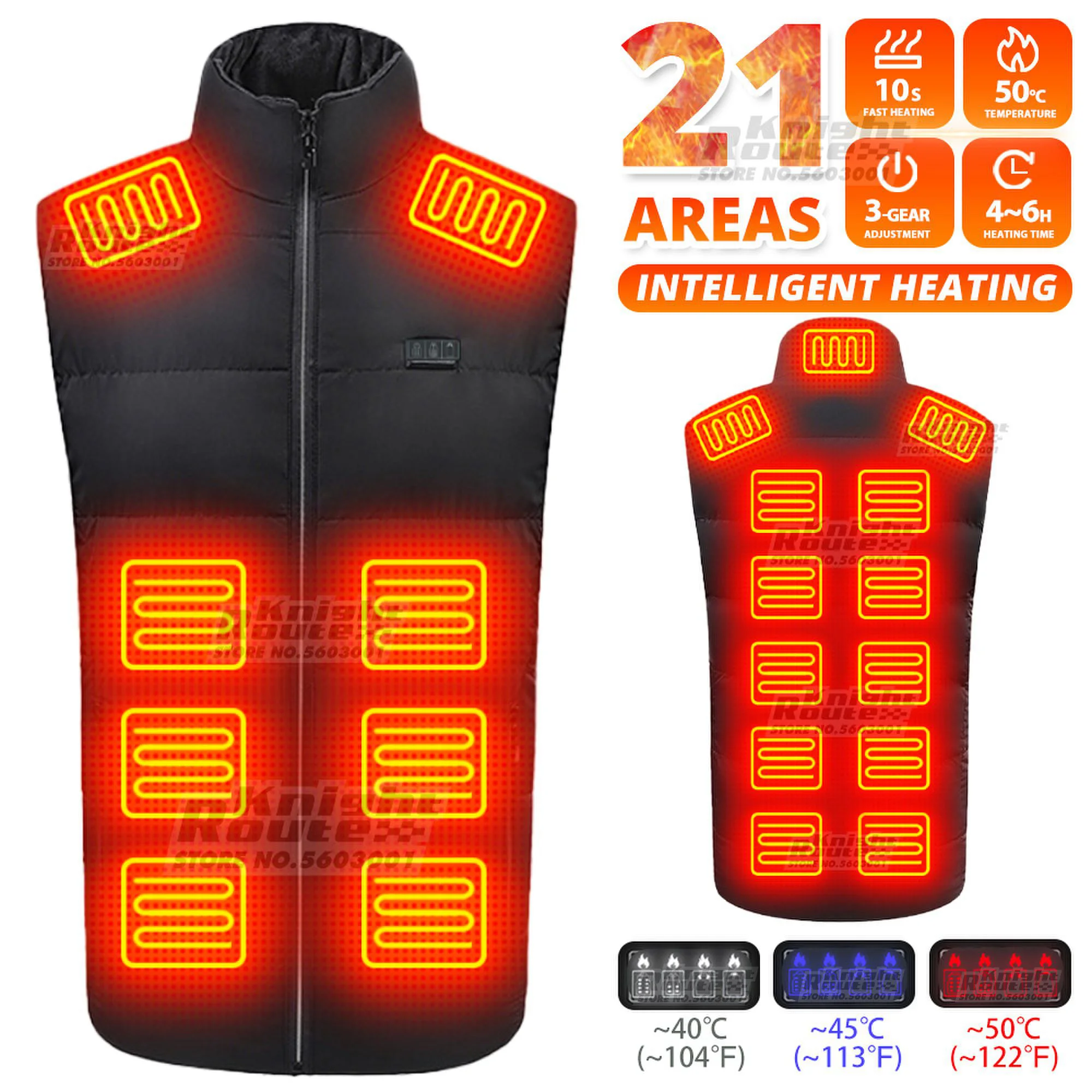 

21 Areas Self Heating Jackets Men's Heating Jacket Women's Warm USB Heating Vest Heating Jacket Winter Fishing Camping Ski Warm