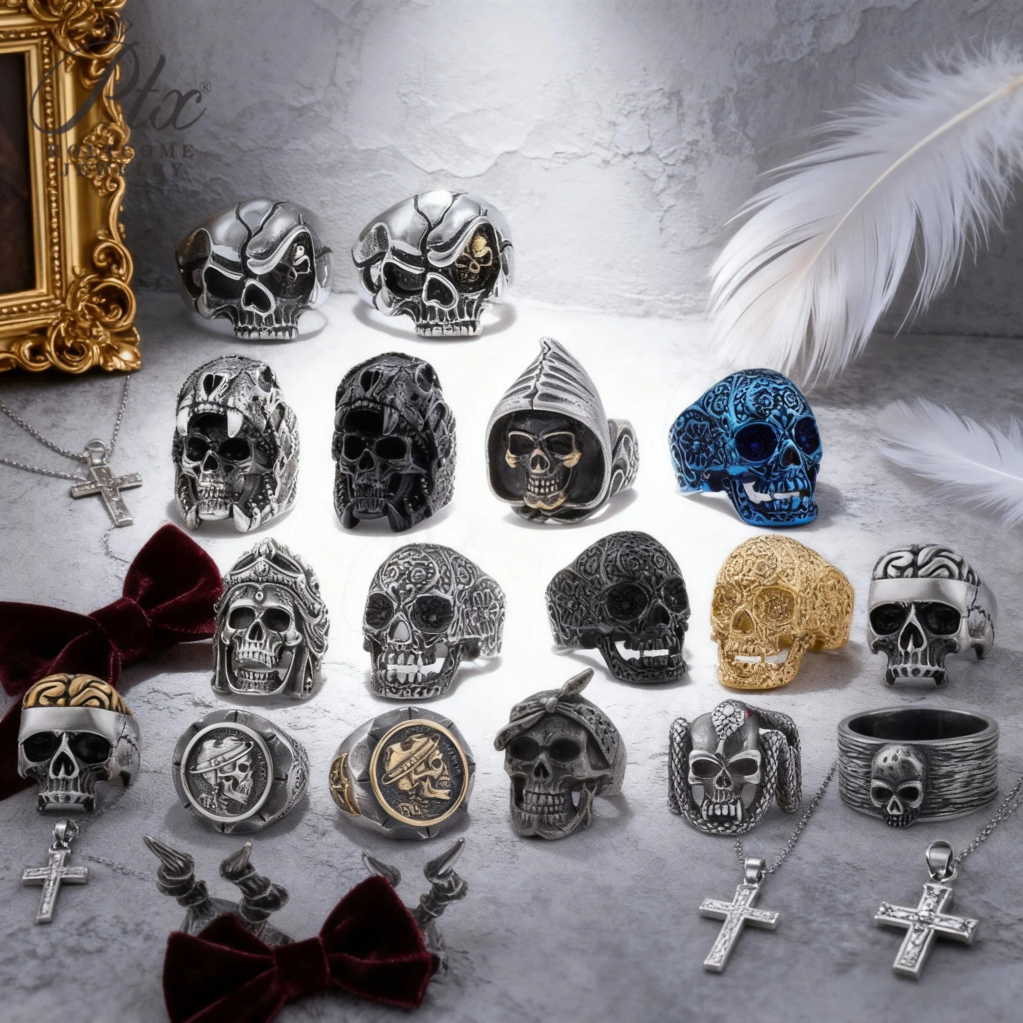 

Мужские кольца с черепом в стиле панк из нержавеющей стали, мульти-стиль, хип-хоп, байкерские модные украшения, индивидуальное рок-кольцо, очаровательный подарок для вечеринки