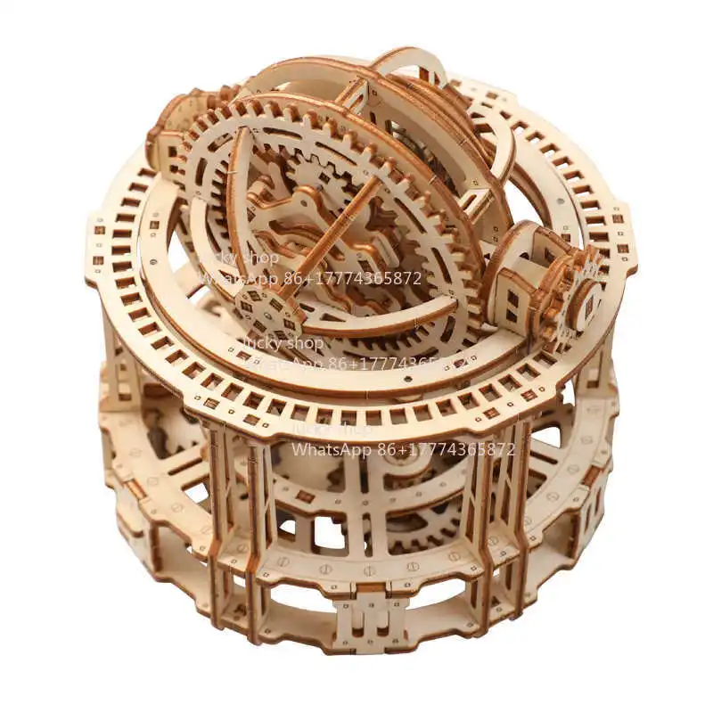 Spherical Tourbillon Timer Wooden Hand-assembled Mechanical Model